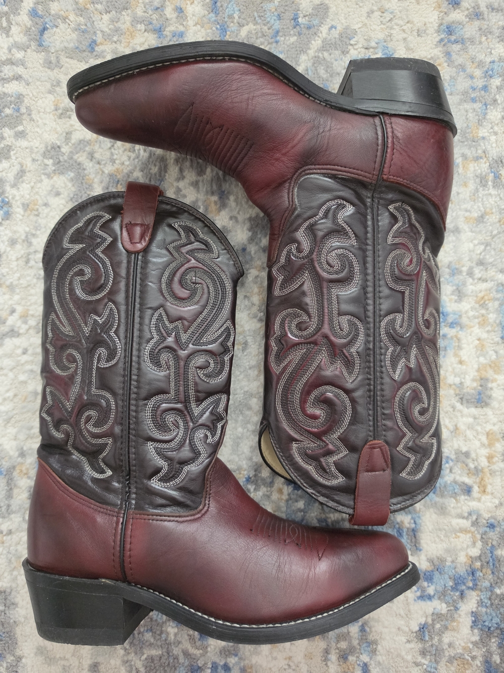 Iron Age Men’s 8.5 Steel Toe Cowboy Boots Burgundy Black Western Work Boots